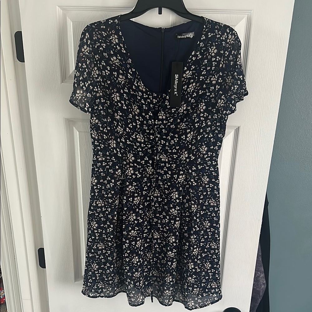 Dark Blue Floral Dress